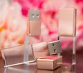 Плата за логотип! элегантный розовый Золотой ярко-розовый кристалл usb 2,0 флеш-накопитель