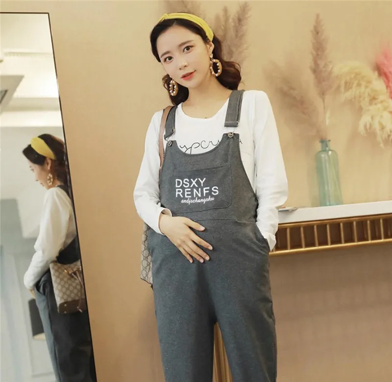 

Maternity Pants Fashion Plus size Pants Zip Bib English Letter Adjustable Belly Comfortable Casual Bib Pnats Pregnancy Women