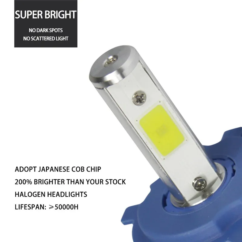 2pcs LED H4 Lamp Car Lights COB Headlight Bulbs 12V 72W 8000LM 6000K Auto High Low Beam Bulb Automobile Headlamp For All Cars | Автомобили