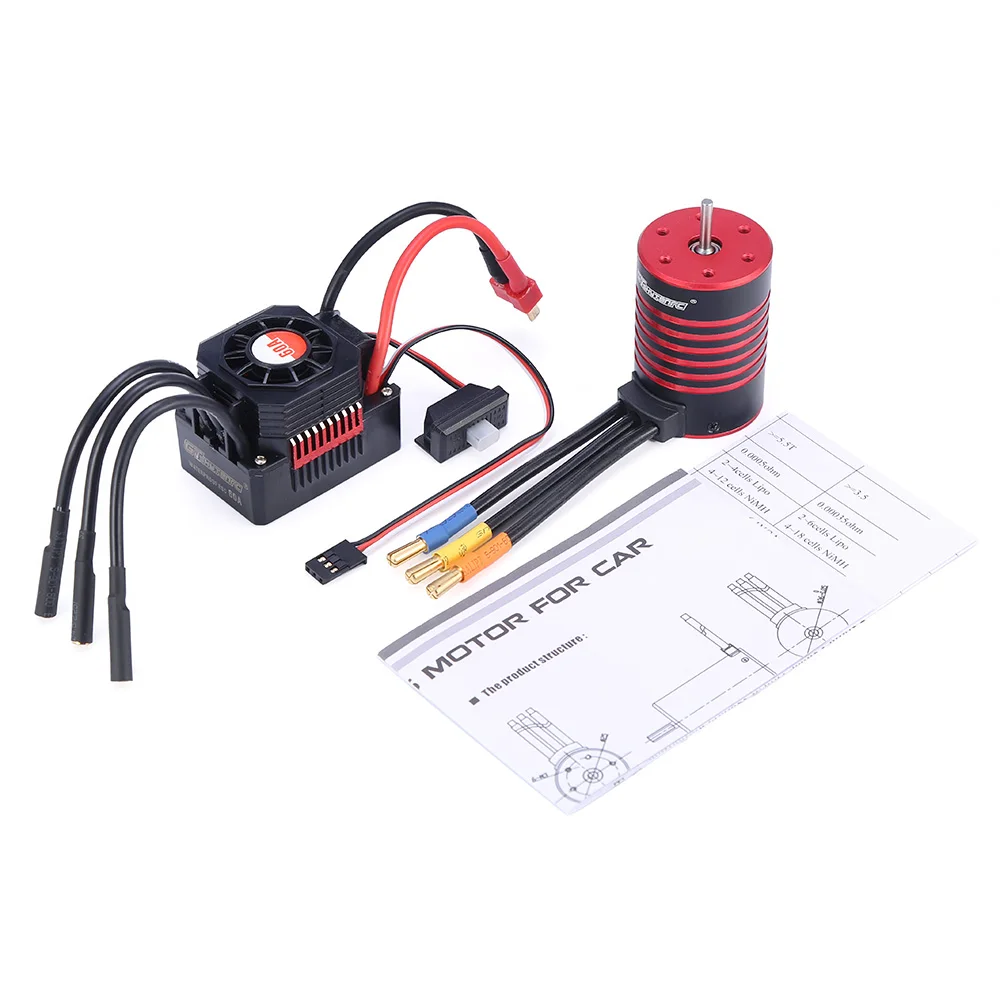 

GTSKYTENRC Water density Combo 3650 3600KV 5200KV Brushless engine w //Refrigerator 60A ESC for RC 1 /10 RC Car