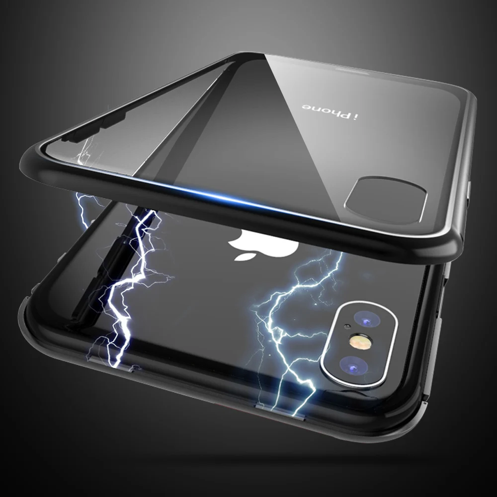 Магнитный чехол CASEIER для телефона iPhone X XR Xs XS Max из закаленного стекла магнитные