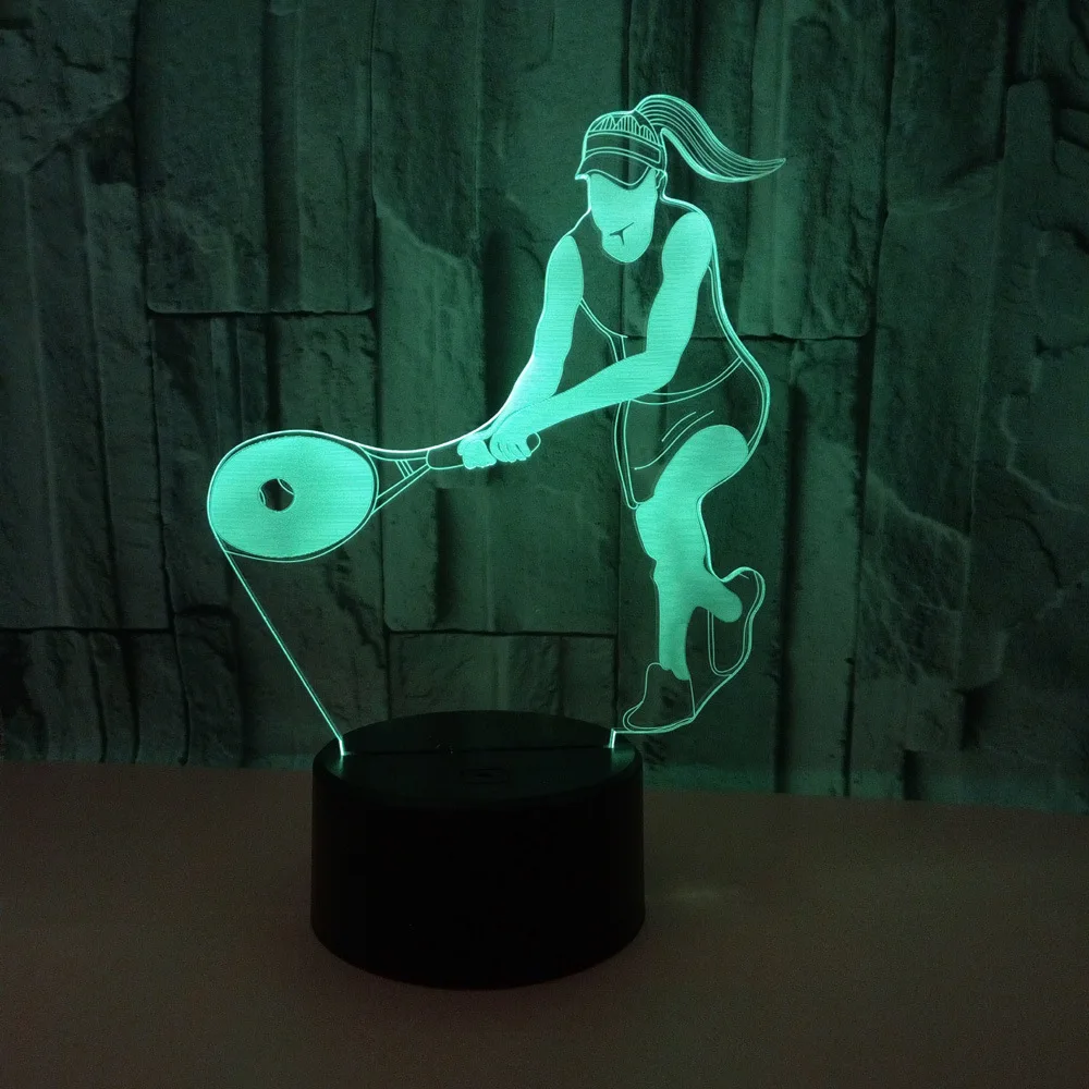 Теннисная 3d лампа с цветным сенсорным светодиодным стерео видением ночник