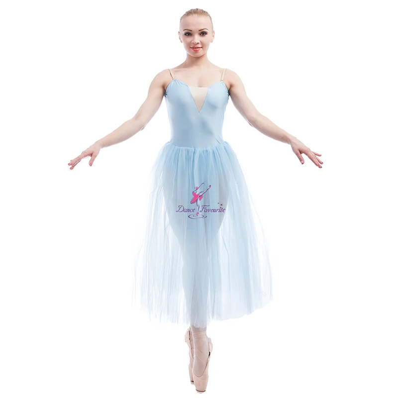 

Adult European Original Single Female Ballet Performance Dress Veil Sky Blue Ballet Dancing Dress Long Tutu Ballet Dress B-6469