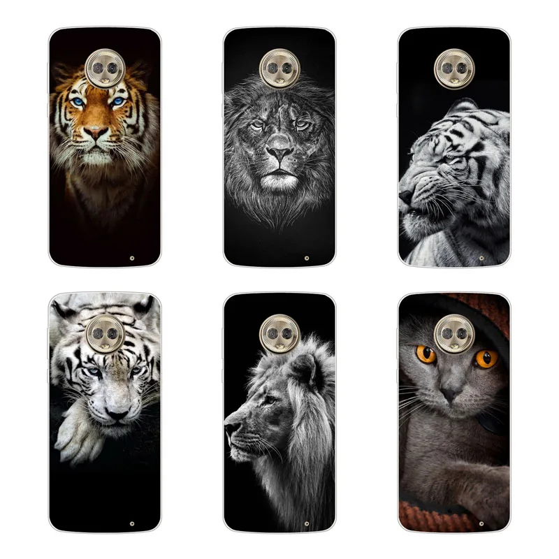 for Motorola Moto G6 plus Case Silicon Tigers and lions Painting Soft TPU Back Cover Protect Phone cases shell |