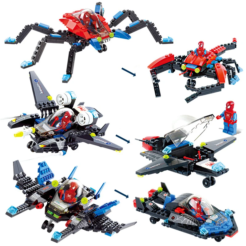112 шт Супер герой Человек паук Самолет совместимый с Legoings строительные блоки