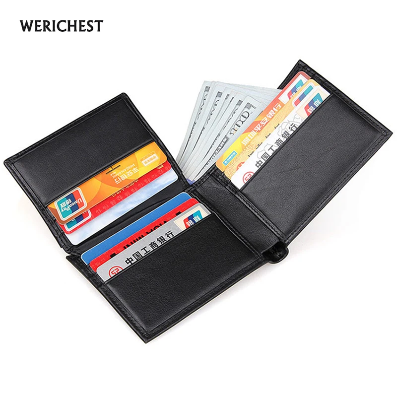 WERICHEST дизайн RFID блокирующий кошелек из натуральной кожи мужской кошелек высокое количество Черный Миниатюрный держатель карт кошельки
