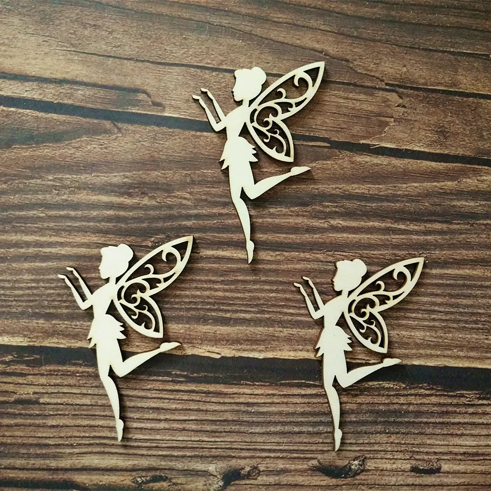 

10pcs Laser Cut Wooden Wood Dancing Fairy Wall Art Home Decor Wall Hanging DIY Craft Scrapbooking Party Decorations