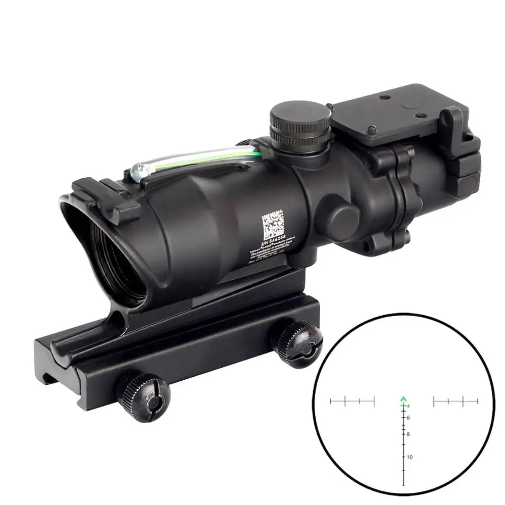 Green Fiber Chevron Ohhunt Охота ACOG 4X32 настоящий волоконный оптика Chevron BDC сетки красный зеленый прибор ночного видения для освещения для винтовки. 223. 308 Калибр - Цвет: Green Fiber Chevron