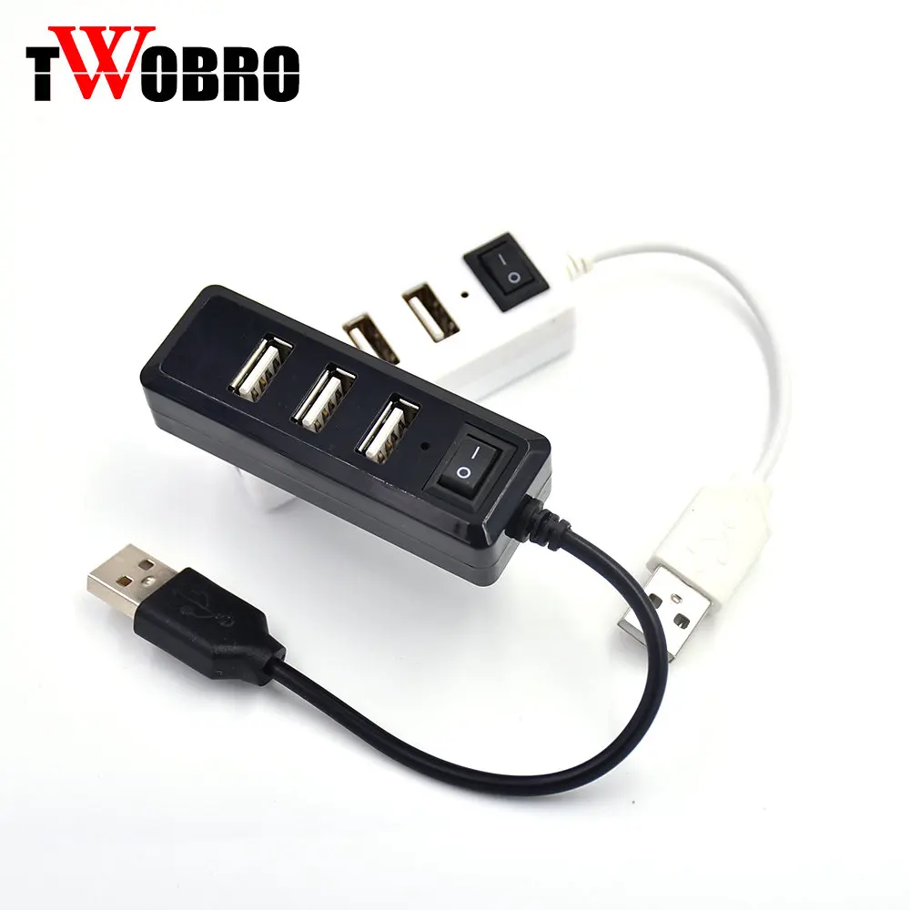 Высокая Скорость мини тонкий 4 Порты и разъёмы USB 2 0 Hub на включение/выключение
