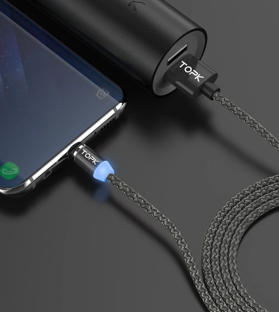 TOPK AM17 1 M Магнитный зарядный кабель, Тип usb C кабель магнит Зарядное устройство для iPhone XR XS Max samsung huawei XiaoMi Redmi note 7