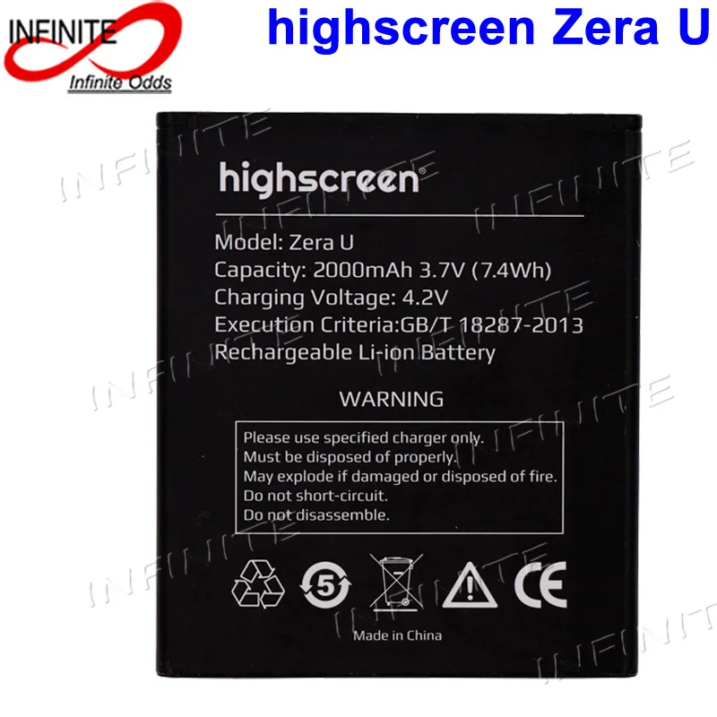Highscreen Zera U аккумулятор 2000 мАч для аккумулятора высококачественный|battery 2000mah|highscreen