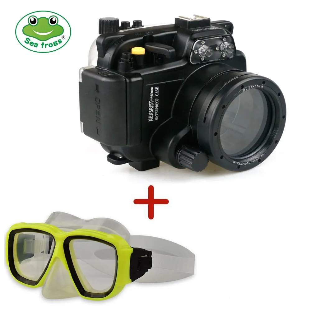 Для камеры sony NEX 5R 5 T 16-50 мм водонепроницаемый корпус для фотографии чехол для подводной камеры+ маска для ныряния Meikon - Цвет: Case Yellow Glasses