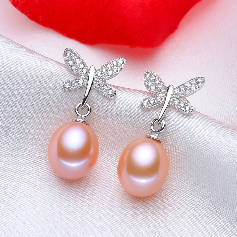 Top Selling 3 Color 100% Cultured Freshwater Pearl Earrings For Women Gift Fashion Jewelry 925 Sterling Silver | Украшения и