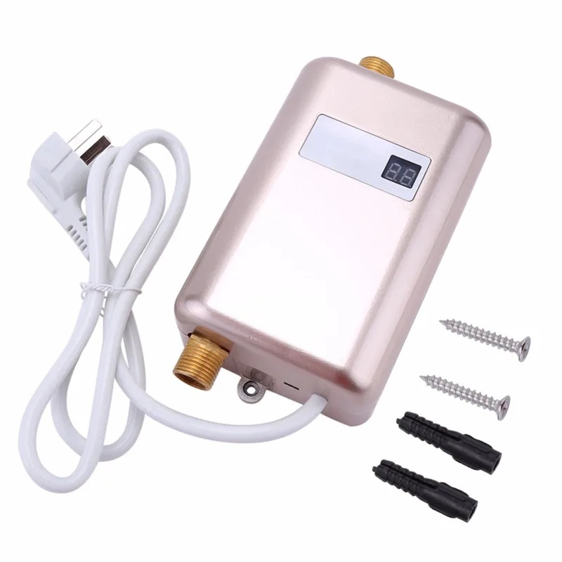 3800W Mini Tankless Electric Instant Hot Water Heater with LED Temperature Display for Kitchen sink Bathroom Shower tap heating | Бытовая