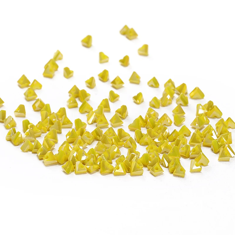 Китайские цветные Имбирные желтые АБ 60 шт. 3 мм треугольные хрустальные бусины