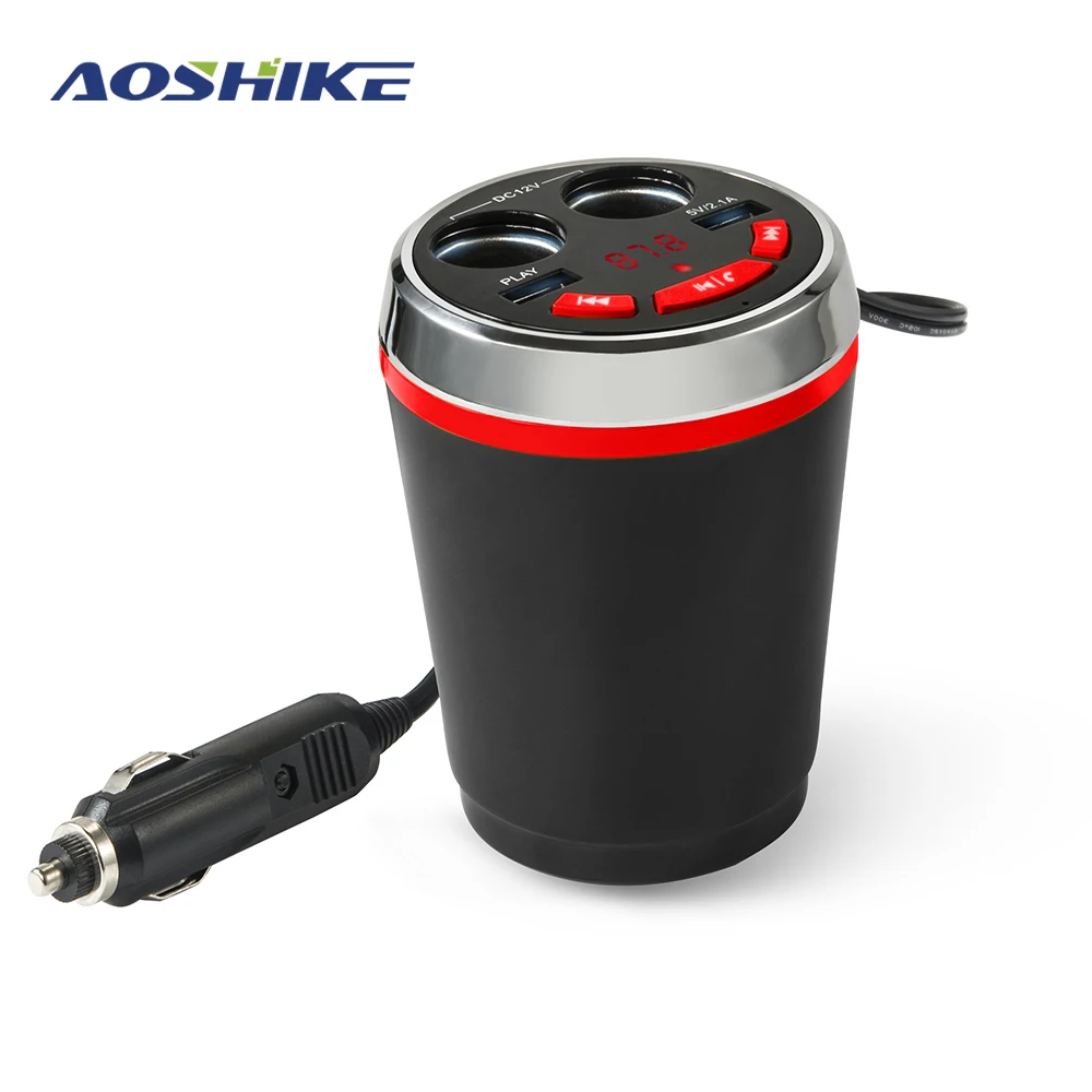 AOSHIKE 3 в 1 Bluetooth fm-передатчик автомобильный музыкальный MP3 плеер Автомобильный комплект свободные руки подстаканник прикуриватель 2 USB питания