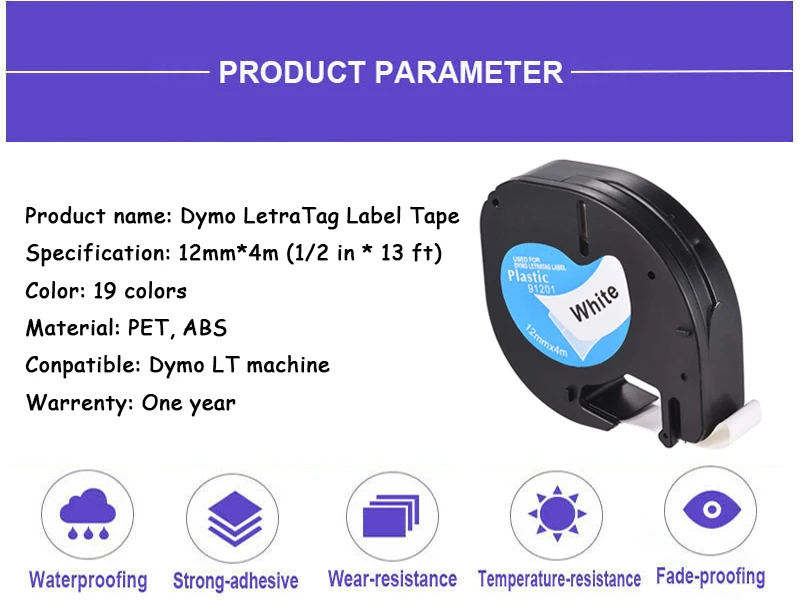 Этикетка CIDY 10 Цвета 91201 Совместимость 12 мм синий/розовый прямая фиолетовую клетку Dymo Letratag Пластик этикетки LT 91201 91331 LT 12267 для LT-100H