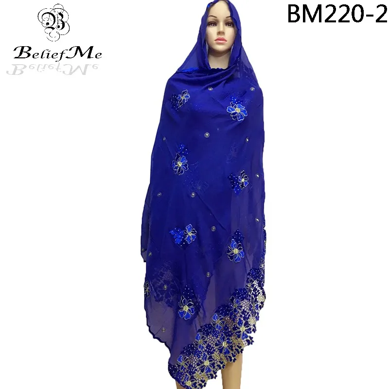 2019 Новое поступление бирюзовый шарф Мусульманский Хиджаб вышивка большой