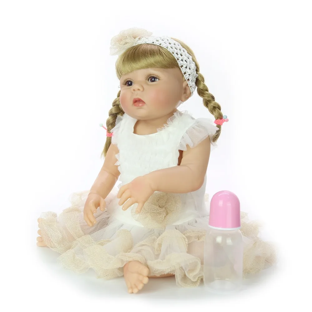 Дизайн 23 дюймов силиконовые всего тела Reborn Baby Doll модные реалистичные принцессы для девочек Кукла Детская подарок на день рождения Сделай Сам DIY бигуди для волос