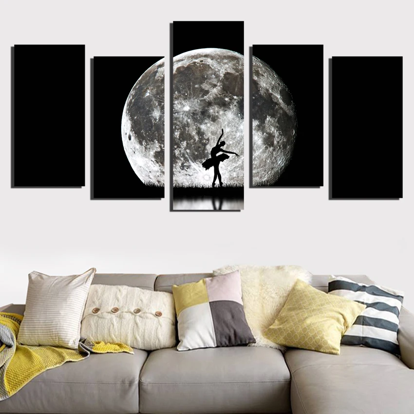 Без рамки 5 шт. картина маслом на холсте с принтом балет прыжки под луной