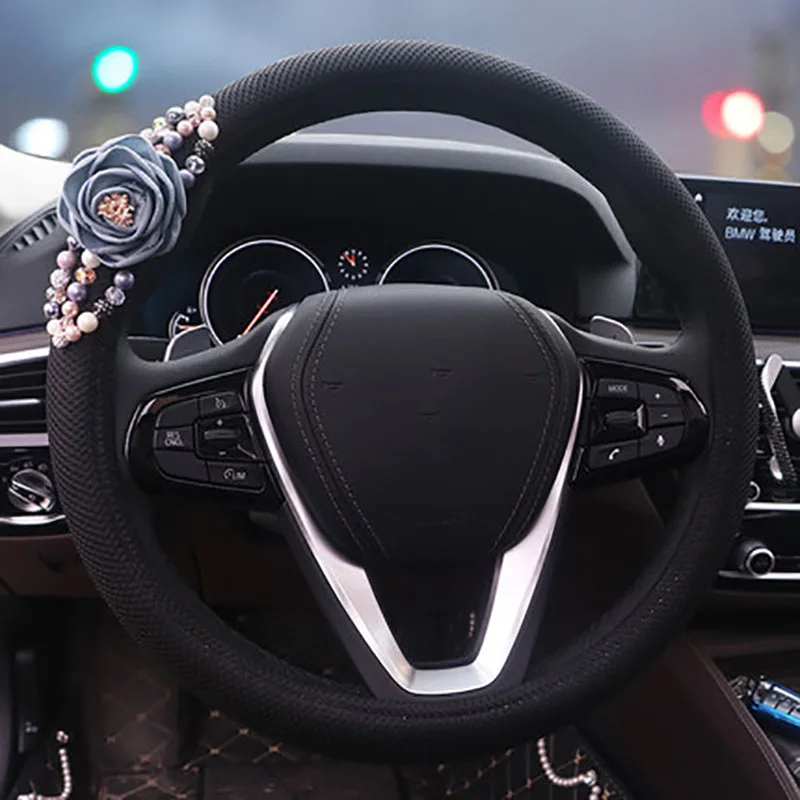 Летние тюльпаны цветочные чехлы рулевого колеса автомобиля дышащий шелк льда Авто Руль s Чехол для леди девушки женские аксессуары