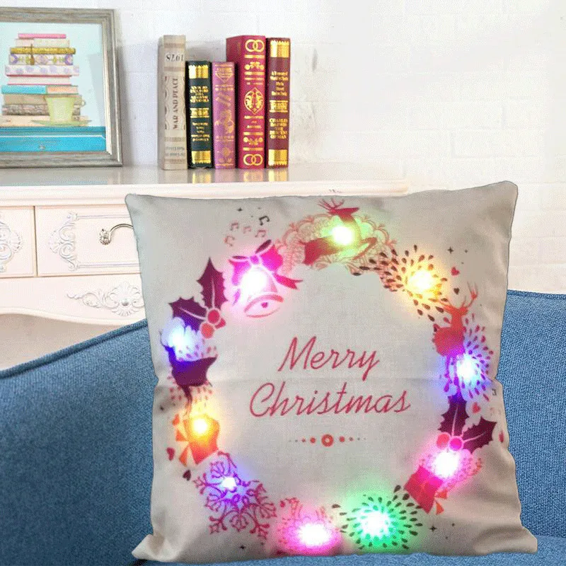 45*45cm Creative Lights Led Pillowcase Christmas Style Printed Cushion Cover Sofa Living Room Seat Throw Pillow Covers | Дом и сад