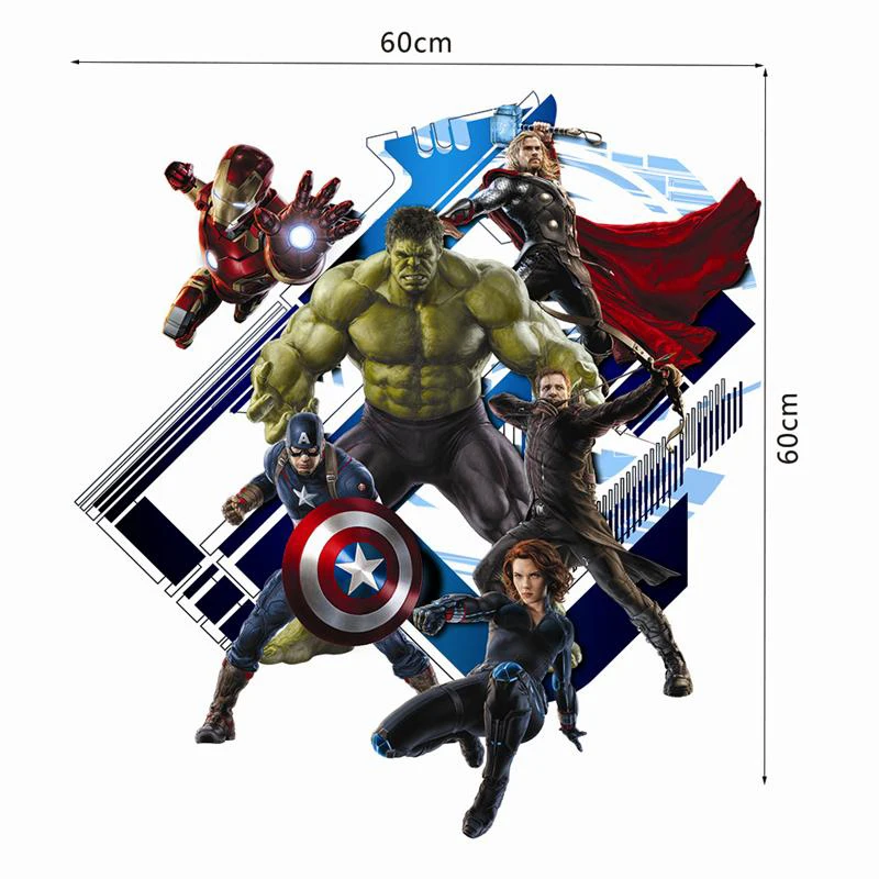 26-Y007 Наклейки Marvel Человек-паук Железный человек Мстители для детской комнаты мальчик спальня аксессуары декоративная роспись комнаты - Цвет: 26-Y007