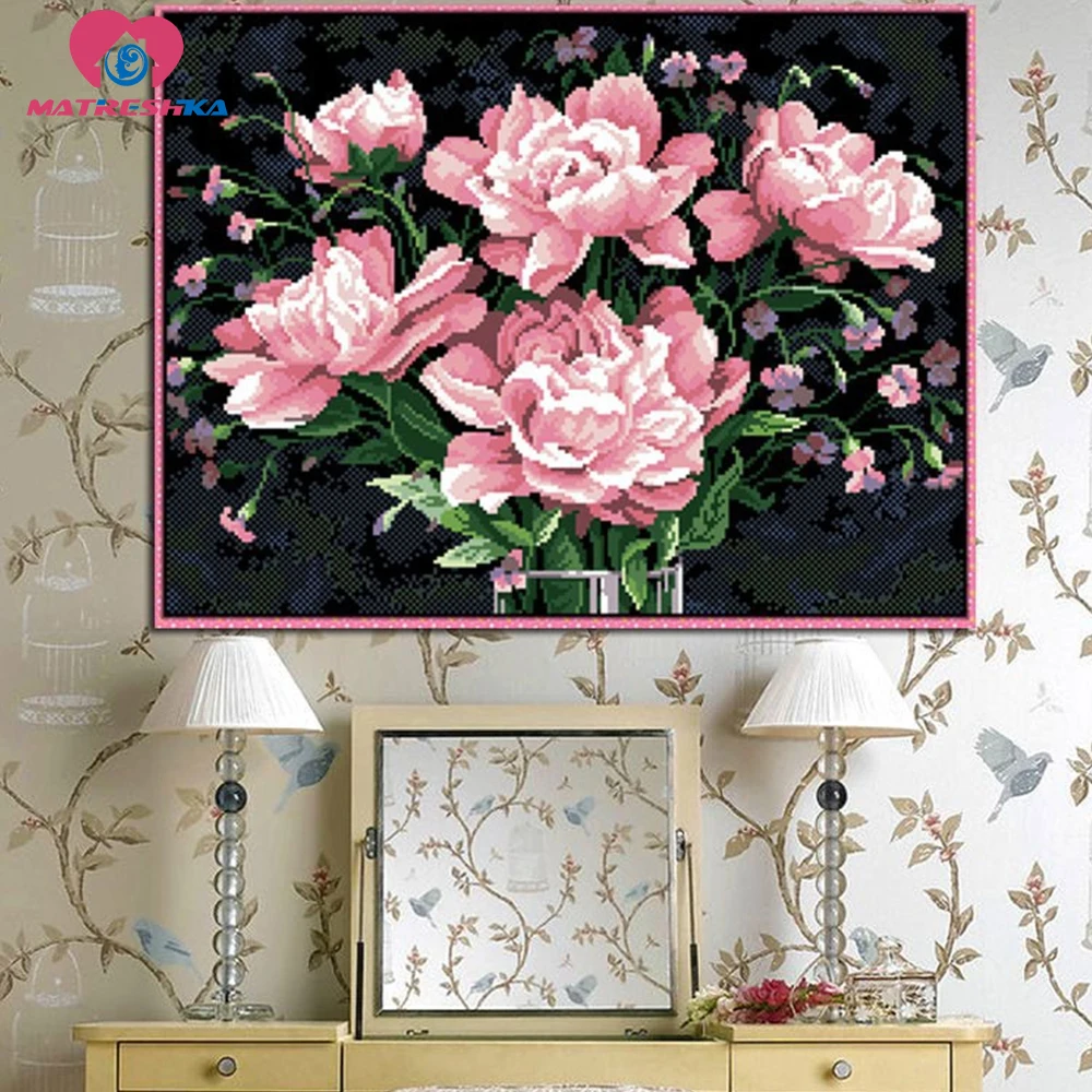 Комплект для вышивки бисером 226x170 двухсторонняя вышивка на черном фоне с красным