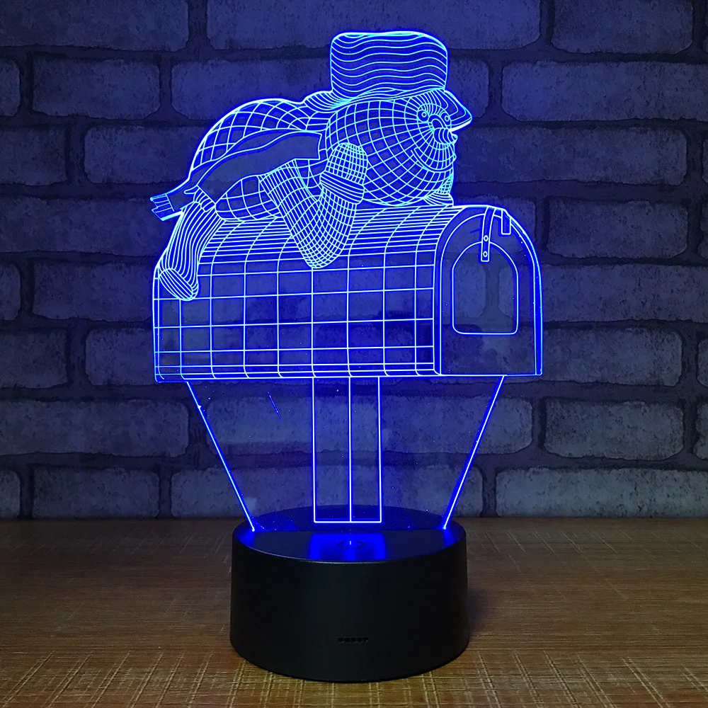 Ночники в виде почтового ящика со снеговиком Креативные 3D светодиодные 7 цветов