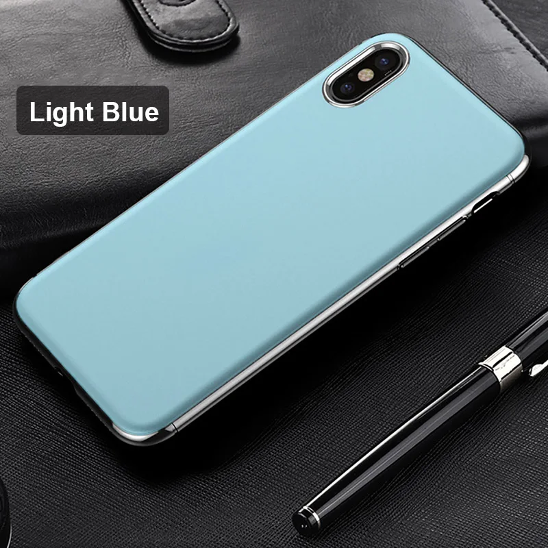 Light Blue Роскошный чехол с покрытием для iPhone X 10, ультра тонкий жесткий чехол с гальваническим покрытием для iPhone X - Цвет: Light Blue