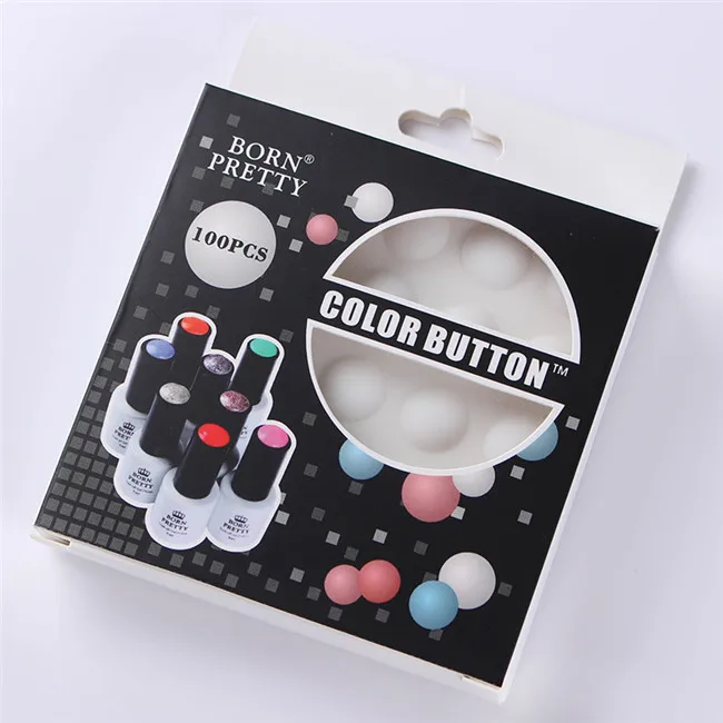 100PCS BORN PRETTY 100 шт этикетка наклейка белая полировка цвет дисплей Кнопка УФ гель силиконовый цветной дисплей Пастер инструмент для ногтей - Цвет: 100PCS
