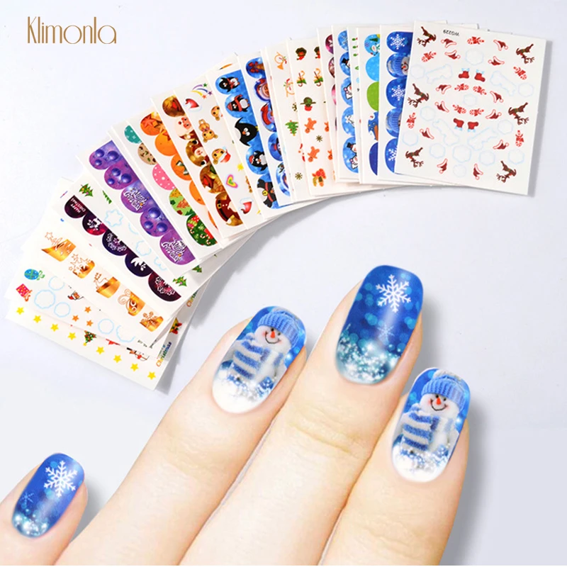 45pcs/set Mix Design Nail Art Stickers Set Christmas Snowflake Penguin Snowman Water Decals Transfer DIY Manicure Tips | Красота и