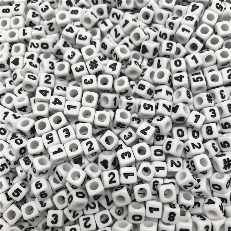 02 7x7mm 100 шт Смешанные цифры 1-9 акриловые бусины Подвески браслет ожерелье для бусина для изготовления украшений аксессуары - Цвет: 02 7x7mm