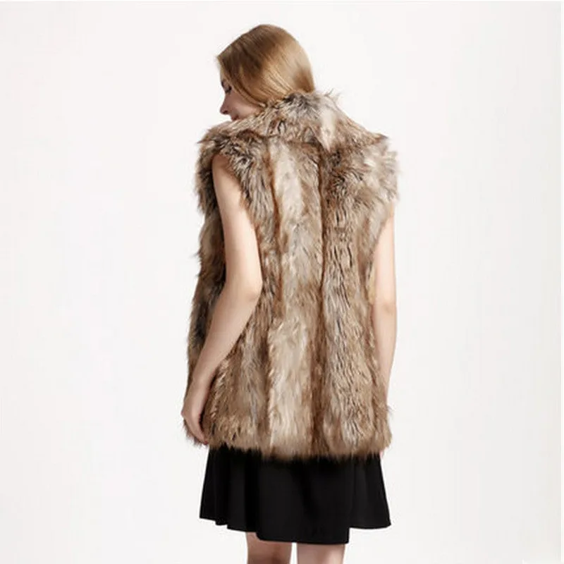 Autumn Winter Imitation Raccoon Female Fur Coat Fashion Leisure Warm Woman Vest Womens Clothing Women Jacket | Женская одежда