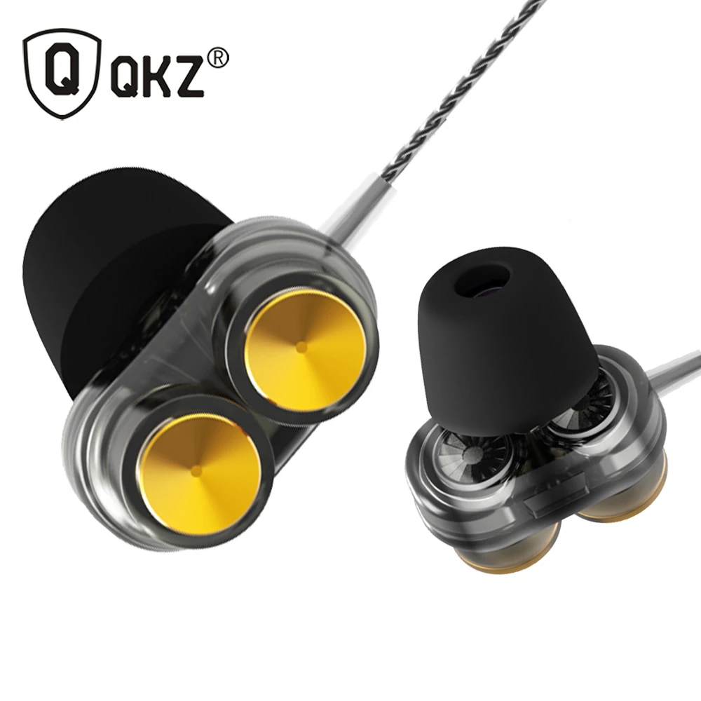 QKZ KD7 двойной Динамический драйвер профессиональный в ухо наушники с 4 водителя
