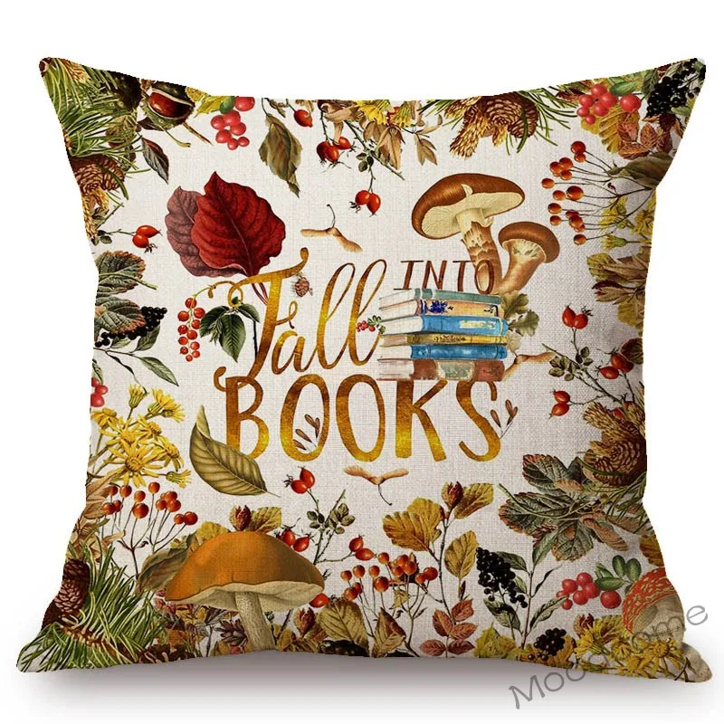 Bookish Readig Book Classic Novels Art Quotes Letter Print Library литературный чехол на диванную подушку из хлопка и льна