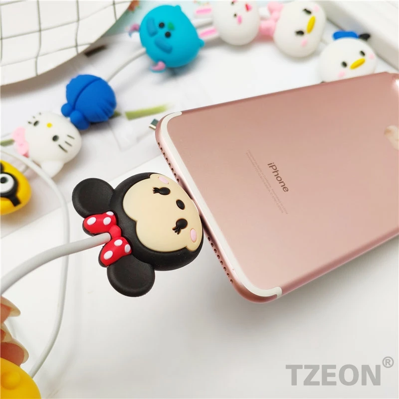 Животные кабель протектор милые аниме из мультфильмов для Iphone освещение Macbook samsung type C Micro USB кабель силиконовая линия протектор