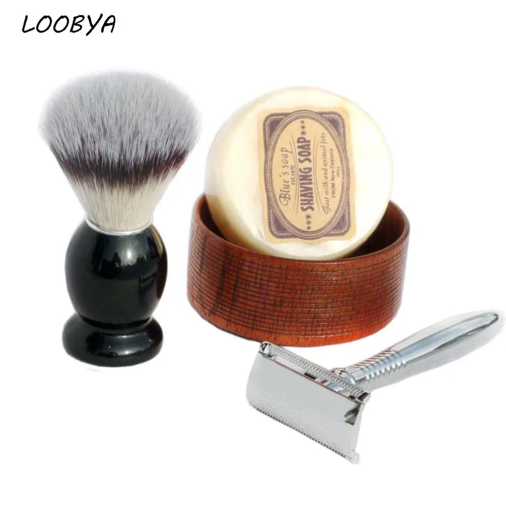 4 шт./компл. наборы синтетических кистей для бритья и безопасная бритва из