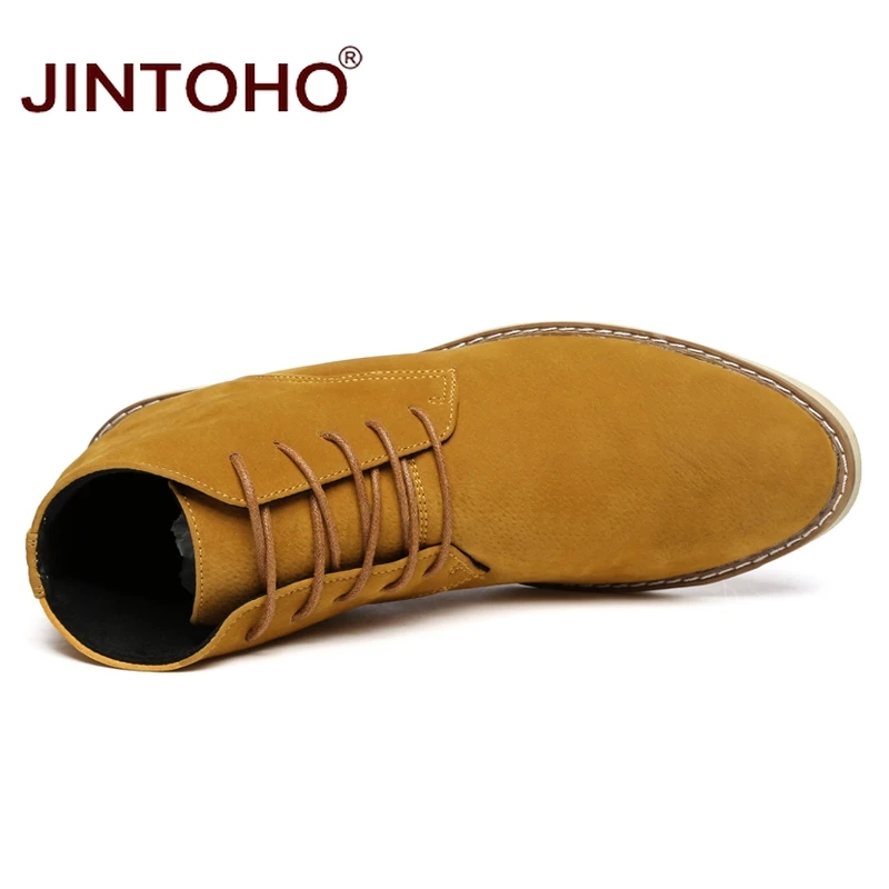 JINTOHO 2018 Новая мужская зимняя обувь модные мужские замшевые ботинки из свиной кожи