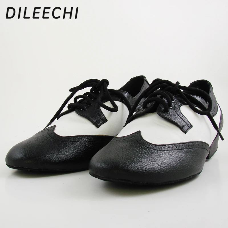 DILEECHI/ ; мужские туфли на плоской подошве из натуральной кожи; цвет черный, белый; современные танцевальные туфли; вечерние туфли для танго; свадебные туфли на квадратном каблуке