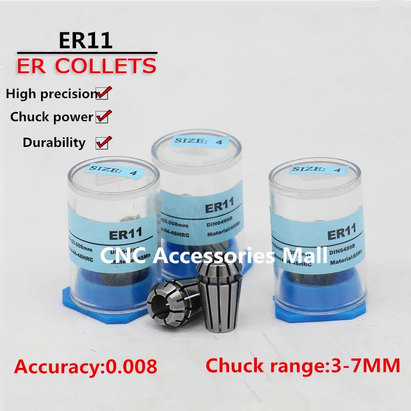 11pcs ER11 high precision 0.008mm Spring Collet chuck For CNC Engraving Milling
