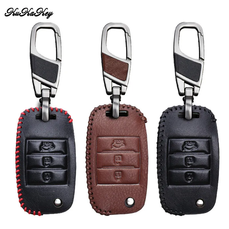 Car Key Smart Case Cover For Kia Rio K2 3 4 Ceed Optima Sorento Sportage Cerato K3 K5 Soul 2017 Genuine Leather Ring Shell | Автомобили и