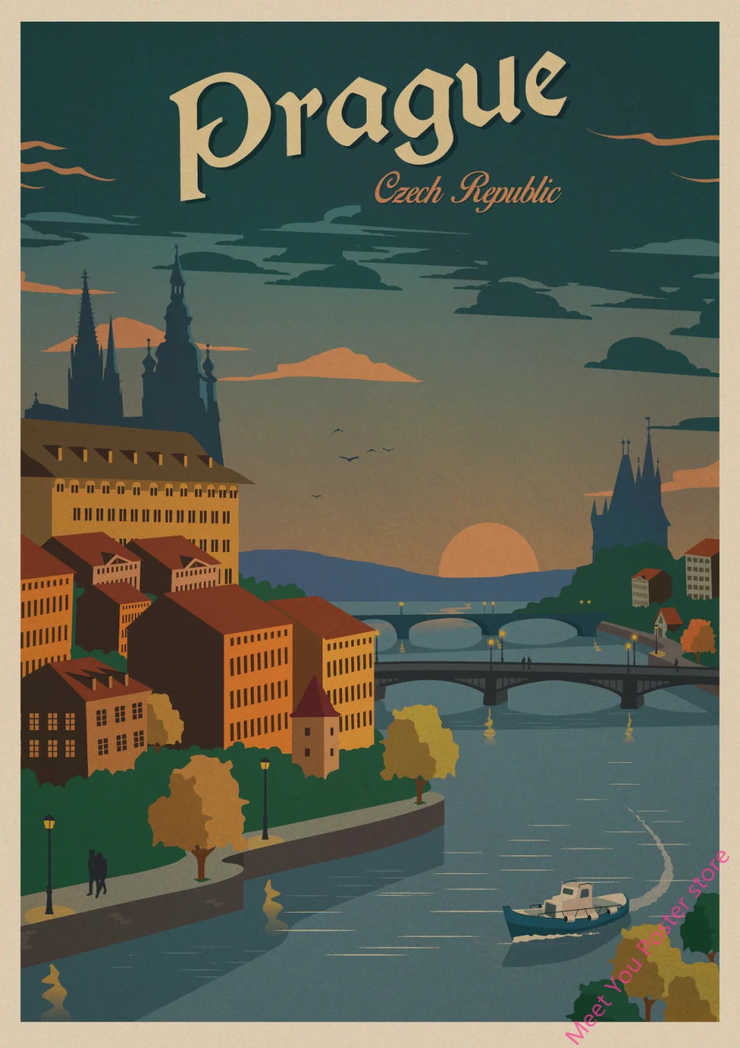 PARIS/Рим/Венеция/LOND0N/Искусство путешествия чайная кружка винтажные наклейки из крафт-бумаги для путешествий настенные наклейки-постеры дома подарок декор для комнаты A3