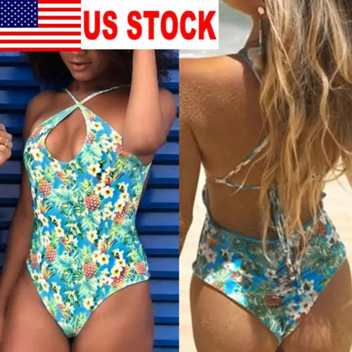 2019 Summer Women Swimming Costume Padded Swimsuits Monokini Floral Print One Piece Swimwear Bikini | Спорт и развлечения