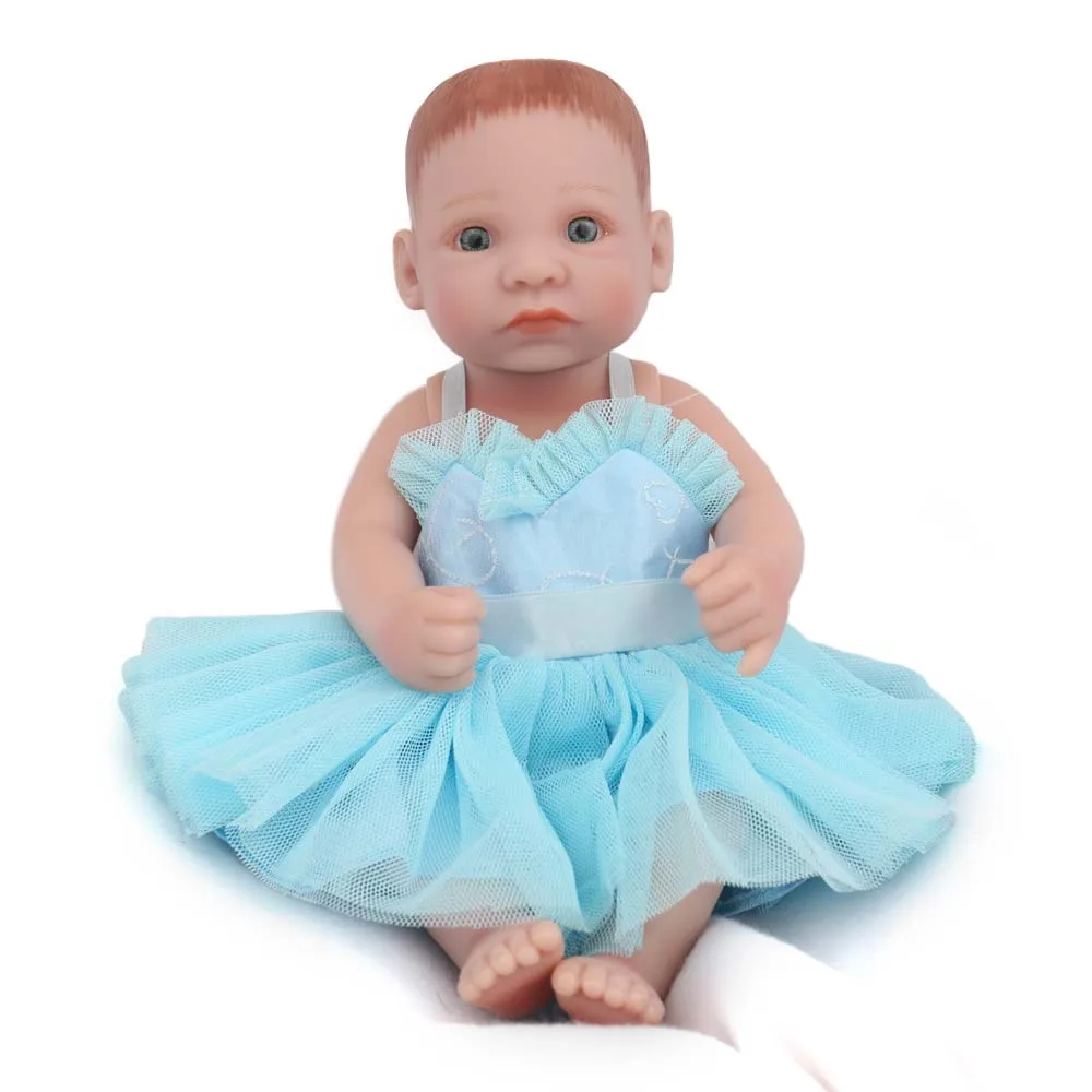 Кукла npk Reborn Baby Doll, мини-синяя юбка, для девочек, для малышей, 10 дюймов, полная виниловая ванна, куклы, игрушки, подарок для детей, Рождество, день рождения