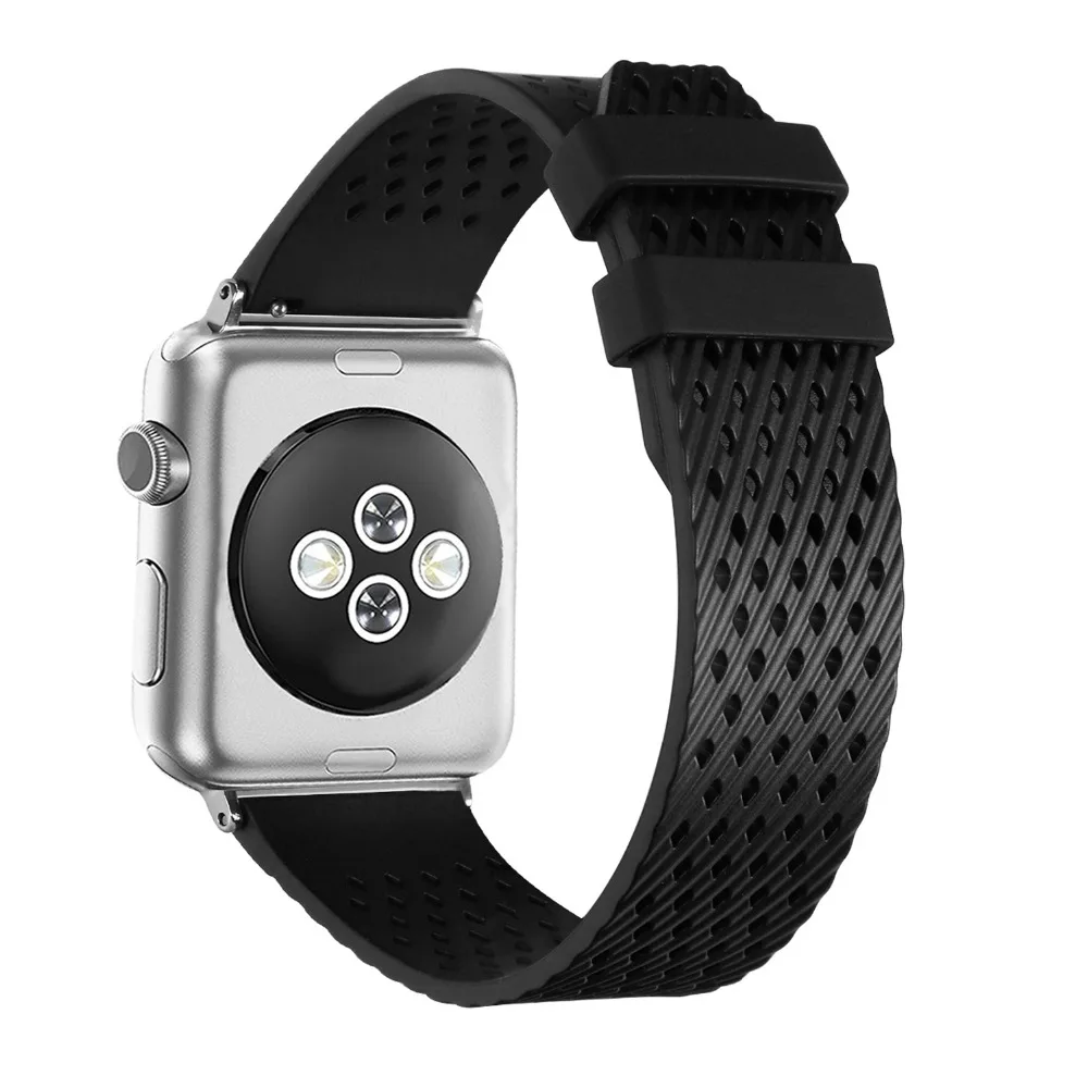 Силиконовый ремешок для apple watch iwatch 3/2/1 38/42 мм спортивный браслет часов дышащий