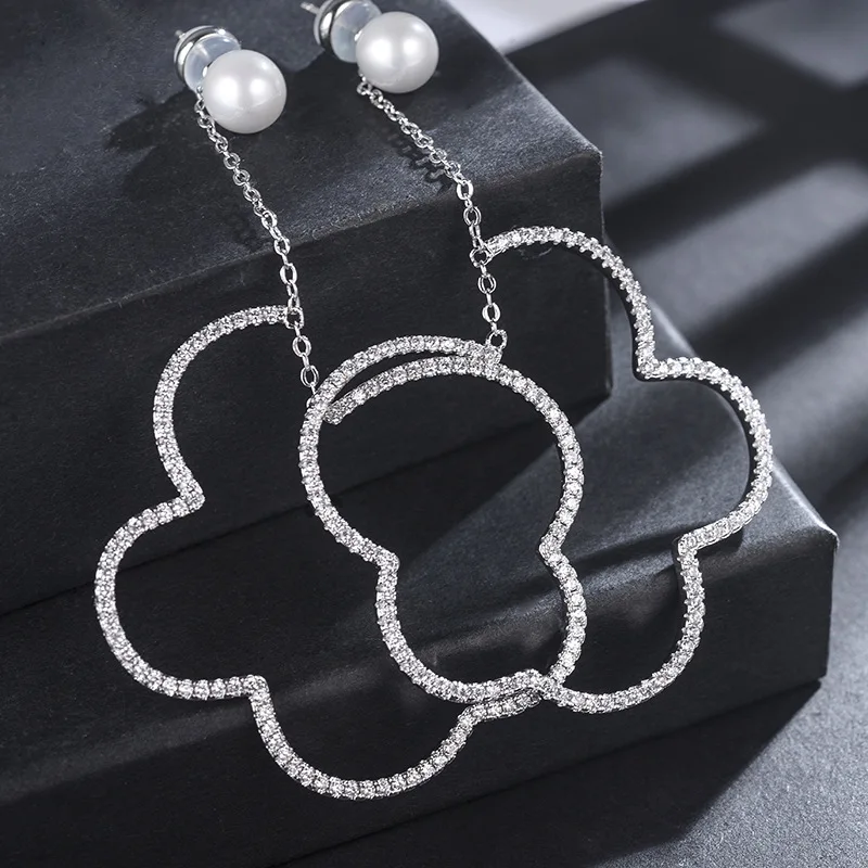 Мода AAA кубического циркония модные милые абстрактные облака Эффектные серьги