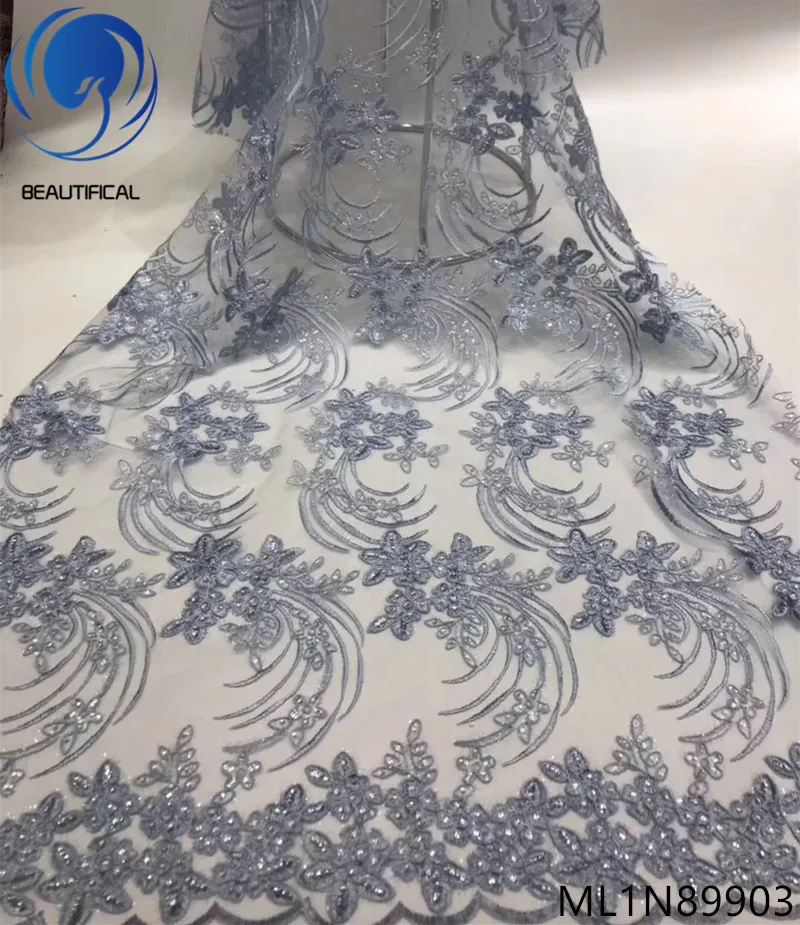 Красивая кружевная ткань с вышивкой и пайетками последняя мода французская для