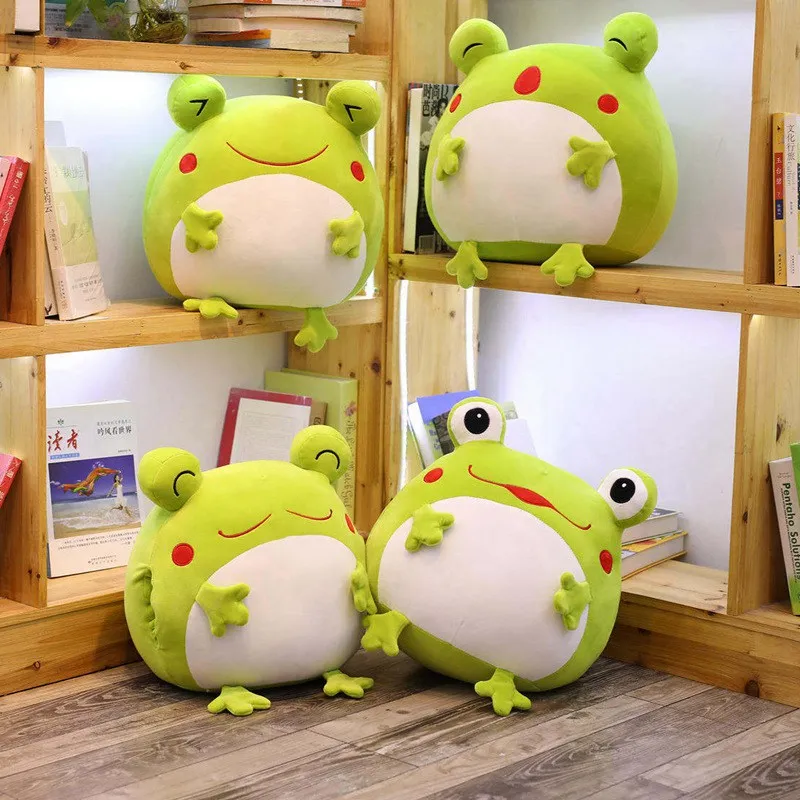 35cm Cute Expression Frog Plush Toy Soft Cartoon Animal Frog Stuffed Doll Sofa Bed Pillow Cushion Household Items Kids Best Gift