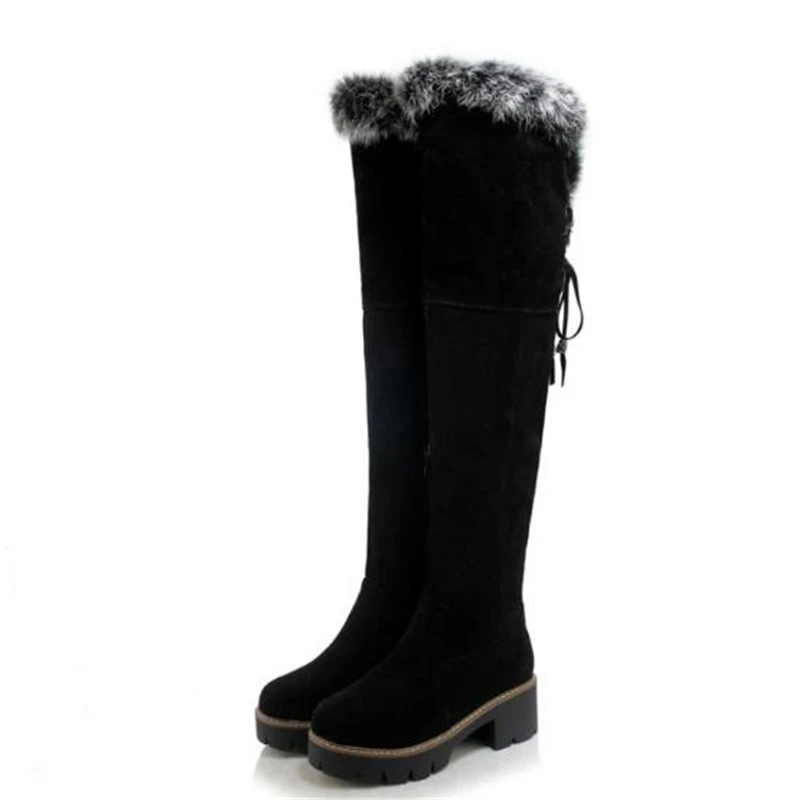 Women Boots Autumn and winter New style fashion Rabbit's hair Non-slip High-heeled Cashmere Keep warm Winter boots size 34-43